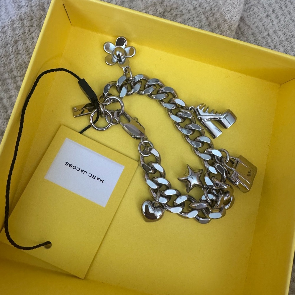 Marc Jacobs Silver Charm Bracelet with Flower, Star & Shoe Charms